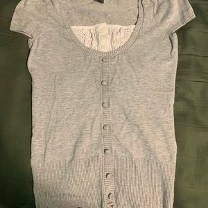 Gray Faux-Button Top